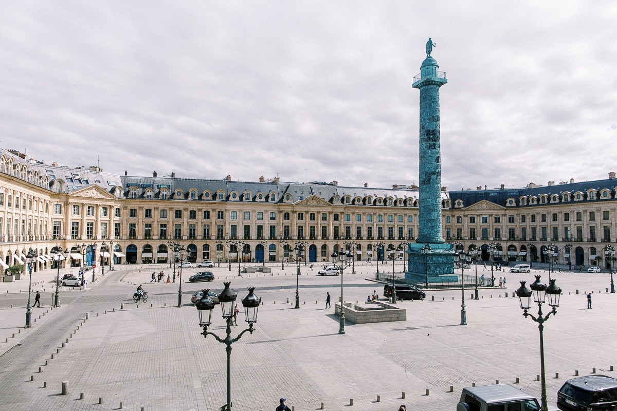 View of the Place Vendôme from the Ritz Hotel Paris.