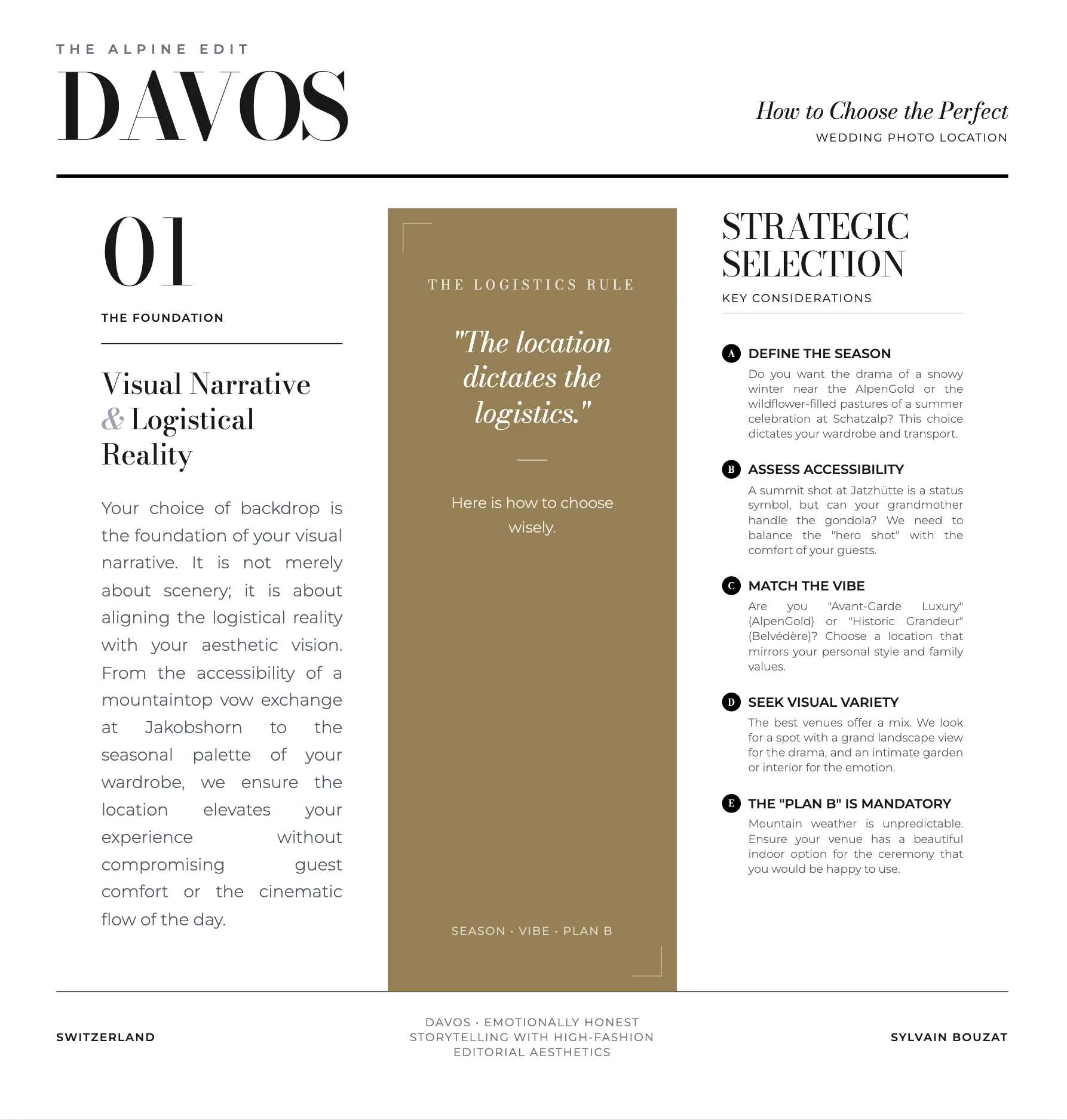 Expert guide by a Davos wedding photographer on choosing luxury winter wedding aesthetics and alpine logistics.