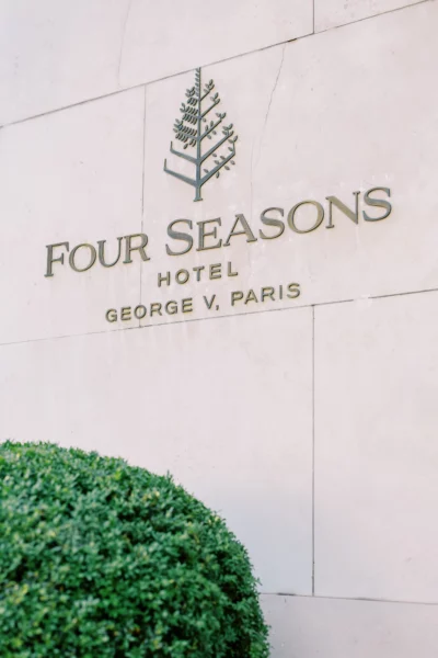 Four Seasons George V Paris hotel sign captured by a French wedding photographer.