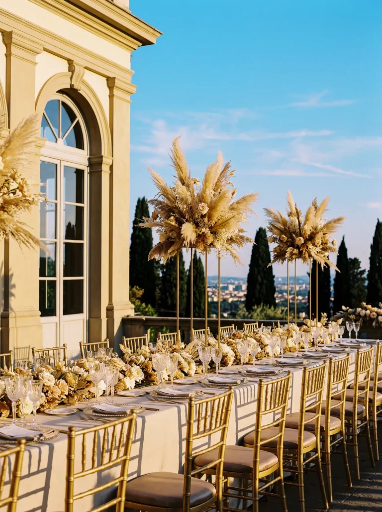 Elegant long table reception setup captured by a french wedding photographer wedding photographer in Provence.