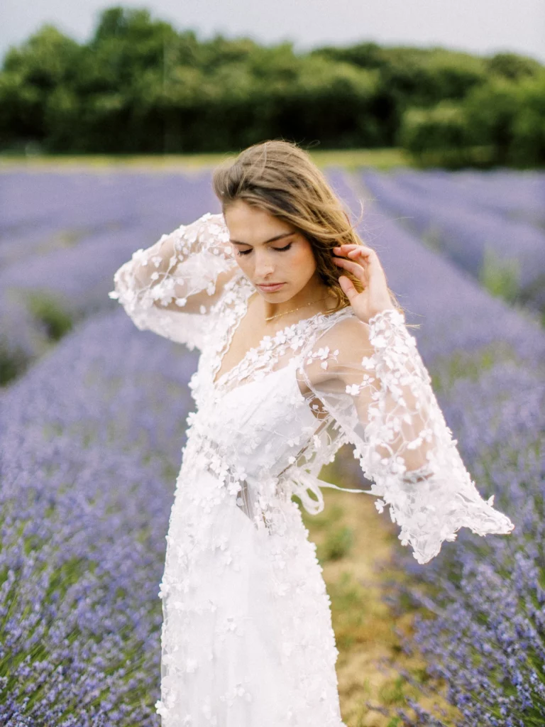 77-best-editorial-wedding-photos-bride-lavender-field-lace-dress