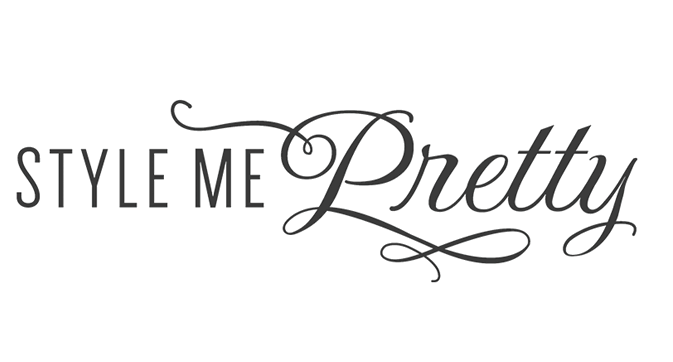 Style Me Pretty logo, featuring work by a luxury wedding photographer.